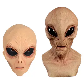 

Top Grade 100% Latex Alien Mask Big Eyes Horrible Terrestrial Party Horror Rubber Latex Full Masks For Costume Party Cosplay