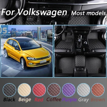 

Leather Car Floor Mats For Volkswagen VW Magotan Golf Passat Jetta Touran Touareg Phaeton EOS Polo Waterproof Floor Mats