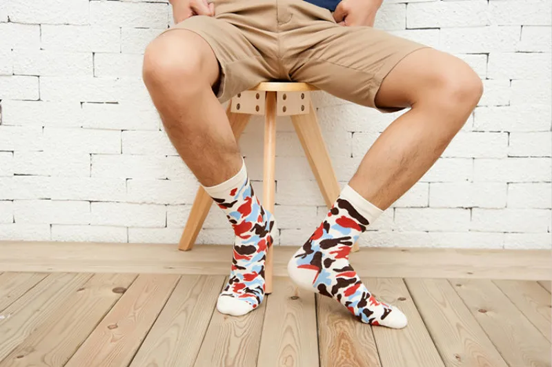 Military Fashion New Autumn Winter Men Socks Jacquard Camouflage Socks Hip Hop Socks olive camo Arts Funny Hip Hop 3D Prints S6
