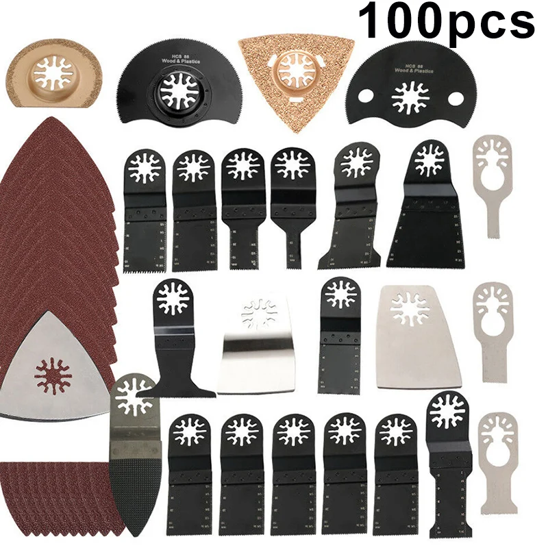 

100PCS Mix Oscillating Saw Cutter Multi-function Tool Set for Cutting Wood Metal cut replacement accessories parts