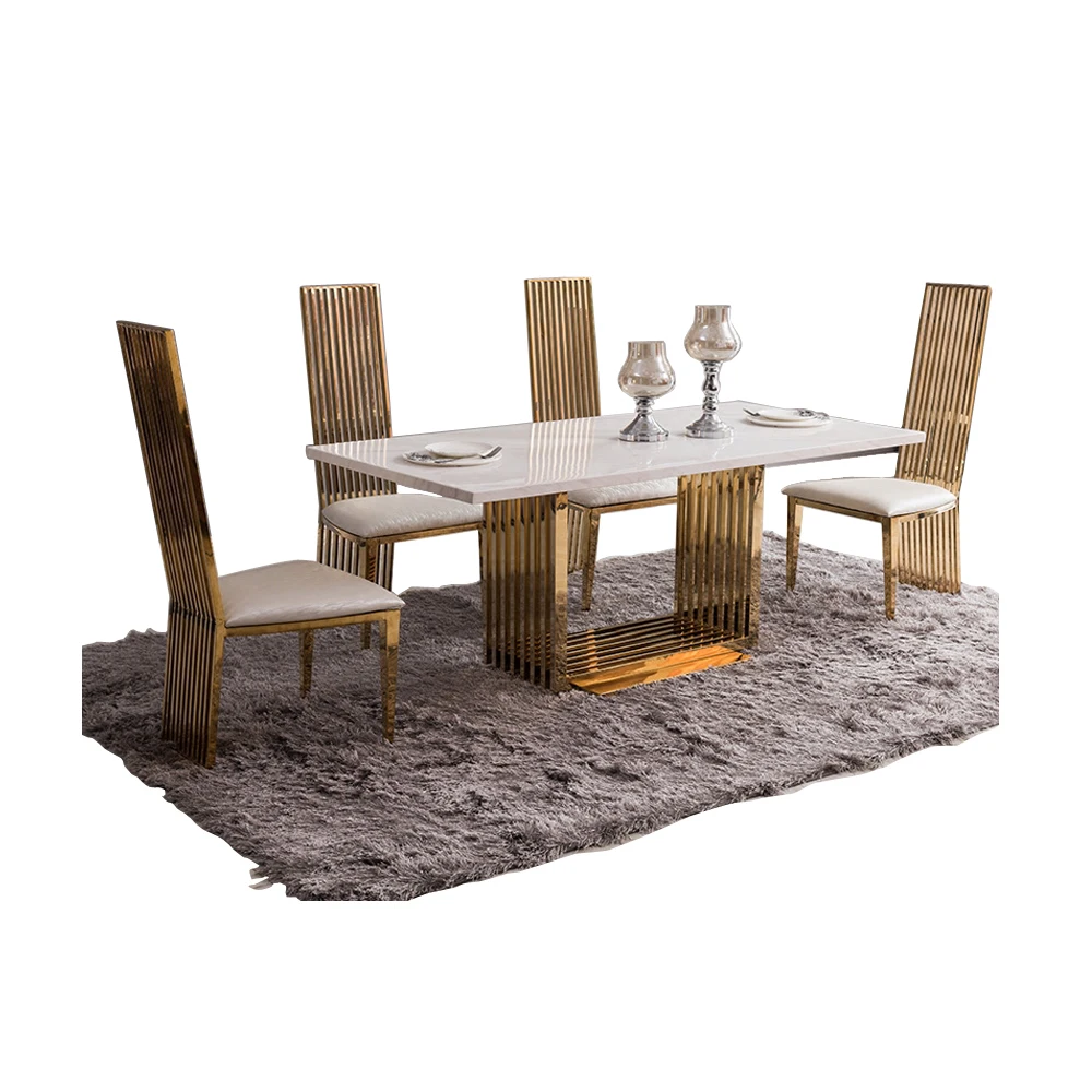 

dining table set comedor sillas de comedor стол обеденный mesa comedor muebles de madera mesa gold stainless steel + 4 chairs