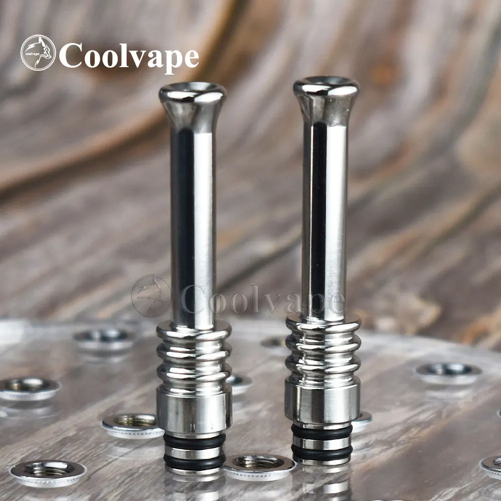 

2pcs coolvape Long Stainless Steel MTL 510 Drip Tip Black Silver Narrow Bore Vape Tip Mouthpiece Accessories for RDA RTA RBA