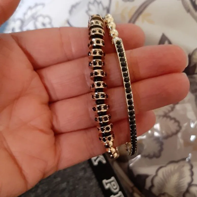 

2pcs/set Fashion CZ Moon & Spacer Charm Bracelet Sets Men Classic Copper Beads Braiding Bracelet For Women Pave CZ Jewelry Gift