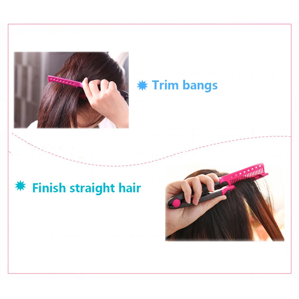 Расческа V типа дизайн выпрямитель для волос Расческа складывающаяся расческа для волос розовый/синий моделирование отделка челки салон парикмахерские расчески Стайлинг