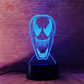 

3D LED Illusion Nightlight 7 Colors Changing Light Avengers Figuras Marvel Venom Agents Model Venom Figure Toys