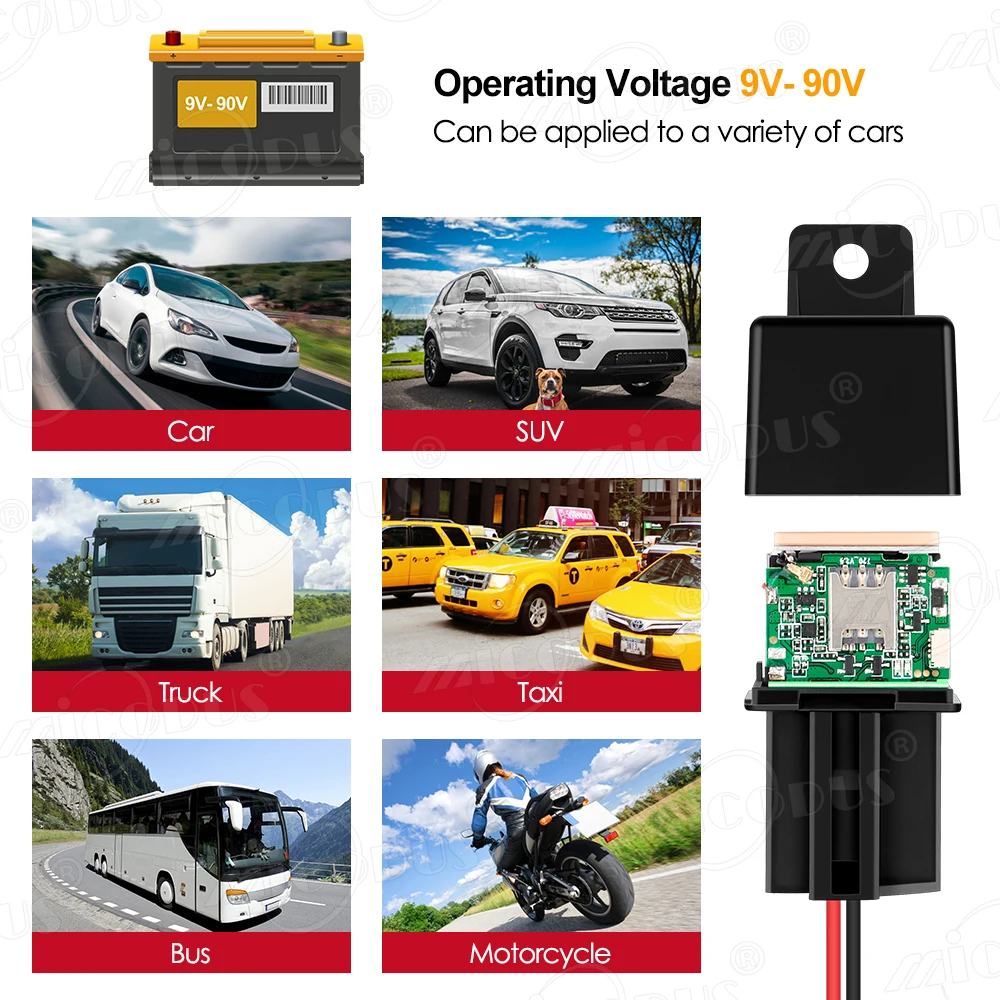 GPS Tracker Car GPS Relay Micodus MV740 MV720 Car Alarm GPS Locator 9-90V Shock Alert Cut Off Fuel ACC Detec Free APP PK CJ720