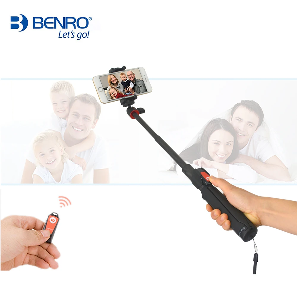 Benro SC1 Selfie Stick Carbon Fiber Desktop Tripod Small Cellphone Holder Bluetooth Remote For iPhone GoPro Live Video