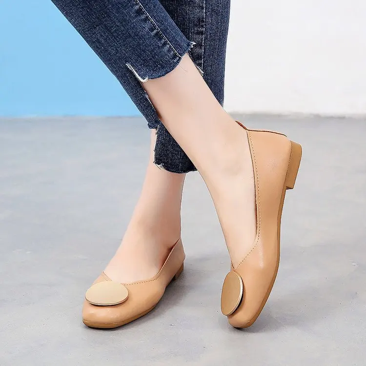 

Square Head Shoes Women's Chunky-Heel Retro Grandma Shoes 2019 Spring Semi-high Heeled round Buckle Versatile Low-Cut Soft-Sole