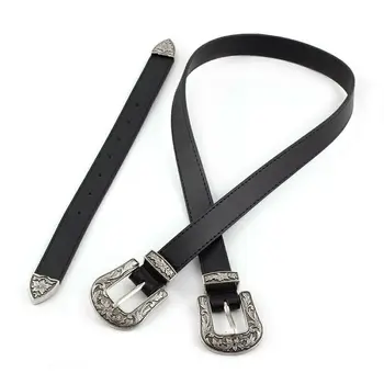 

Brand New Fashion Women Lady Vintage Boho Metal Leather Belts Double Buckle Waist Belt Waistband High Quality Belts female