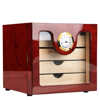 

COHIBA 4 Drawers High Glossy Finish Wooden Cigar Cabinet Humidor Storage Box W/ Electronic Hygrometer Humidors