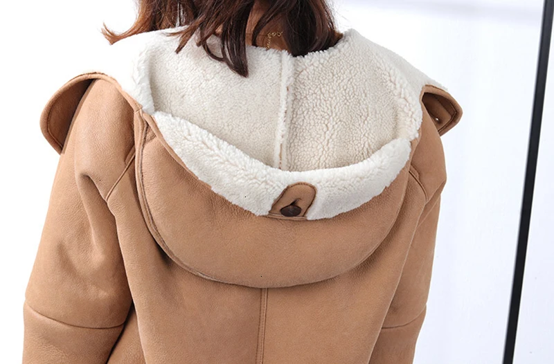 MIAOQING Lamb Fur Hit Color Women's Jackets Hooded Long Sleeve Casual Loose Streetwear Style Coats For Female Clothing