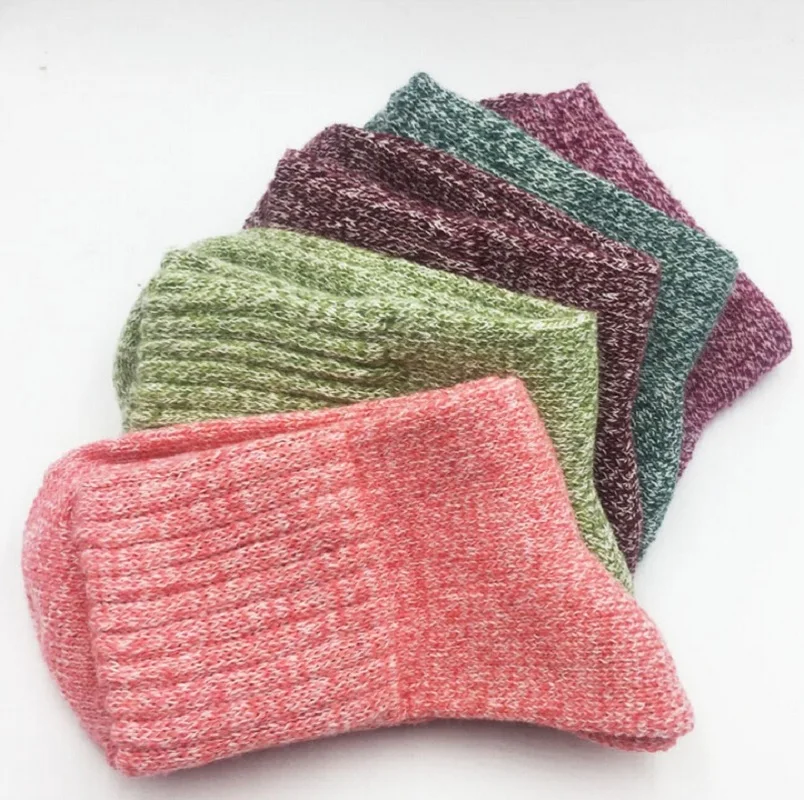 Простые рождественские носки однотонные женские носки шерстяные плотные теплые дышащие носки средней высоты без пятки для женщин и девочек, зимние носки