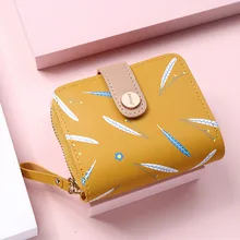 New Floral Pattern Women's Short Wallet Fashion PU Leather Printing Card Holder Luxury Design Zipper Buckle Coin Purse