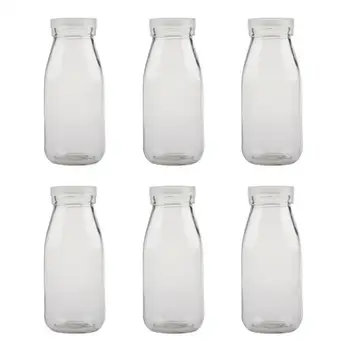 

6Pcs 250ML Milk Bottles Transparent Portable Heat Resistant Yogart Bottle Milk Glass Bottles Milk Glass Jar for Home Kitchen