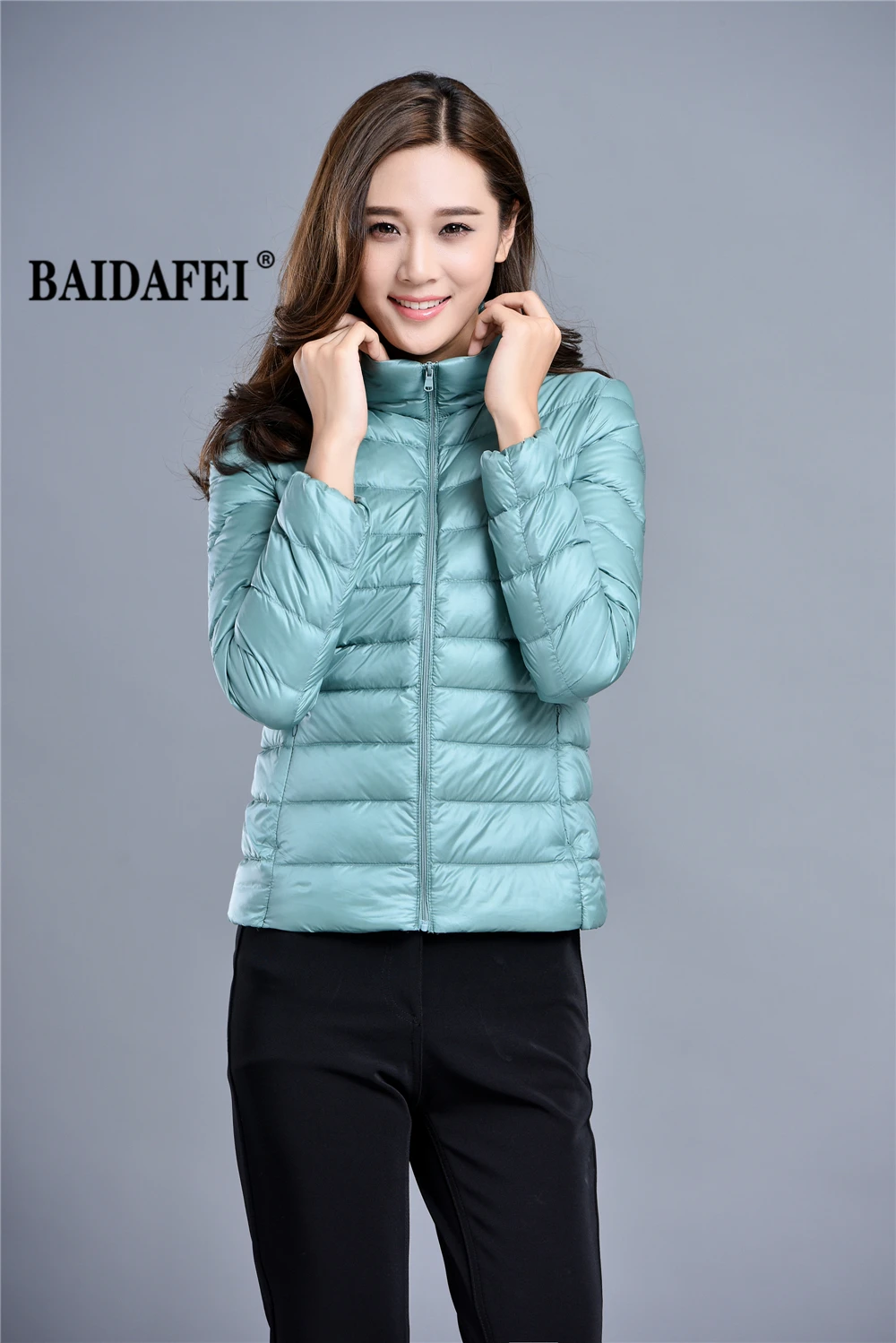 Women's Short Slim Fit Puffer Jacket 2023 New Spring Stand Collar Ultra Light Weight Portable Windproof White Duck Down Coat
