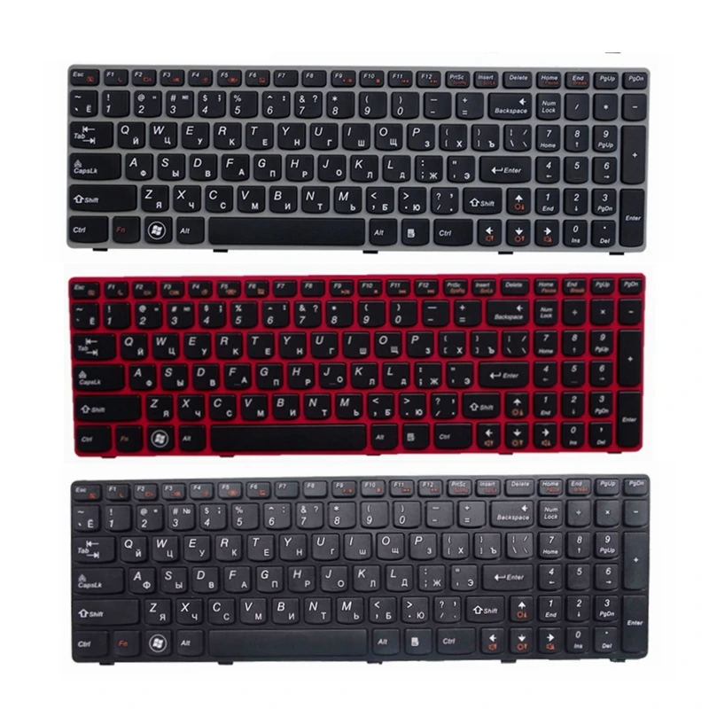 Русская клавиатура для ноутбука LENOVO G580 Z580A G585 Z585 G590 Z580 RU замена на рамку |