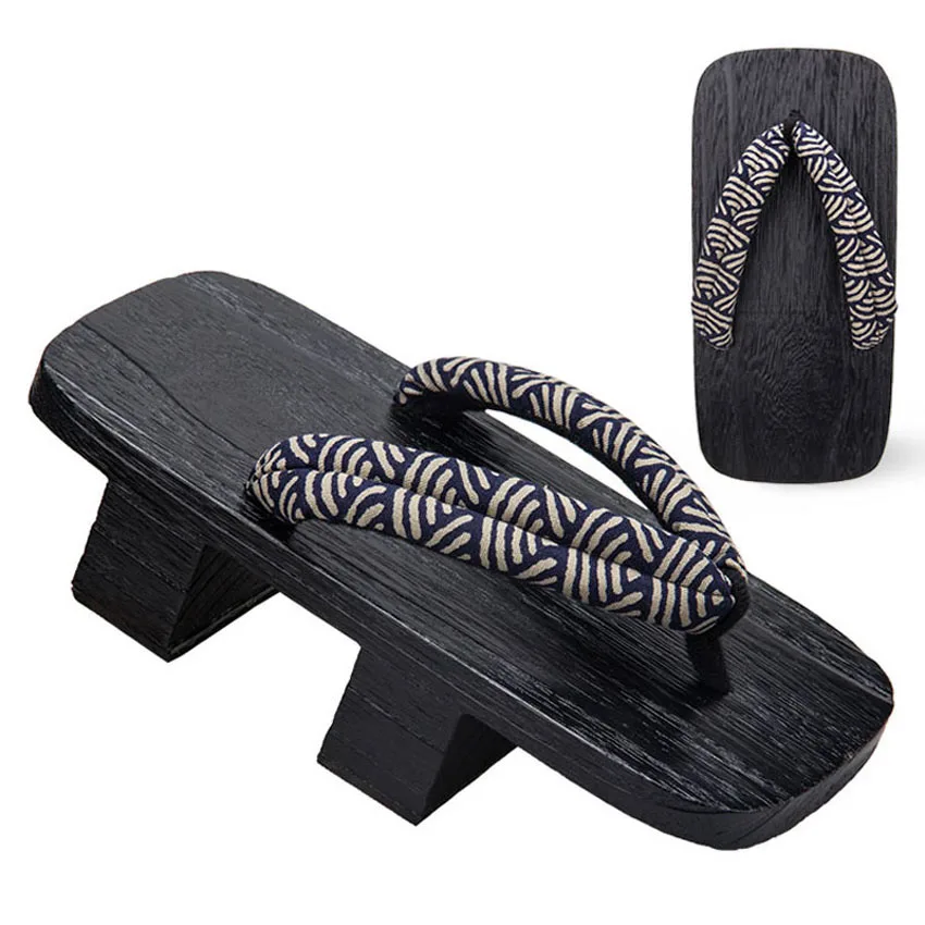 Japan Samurai Paulownia Dragon Print Geta Clogs for Man Wooden Sandals Outdoor Ethnic Cosplay Chinese Shoes with Socks cosplay shoes work clog shoes