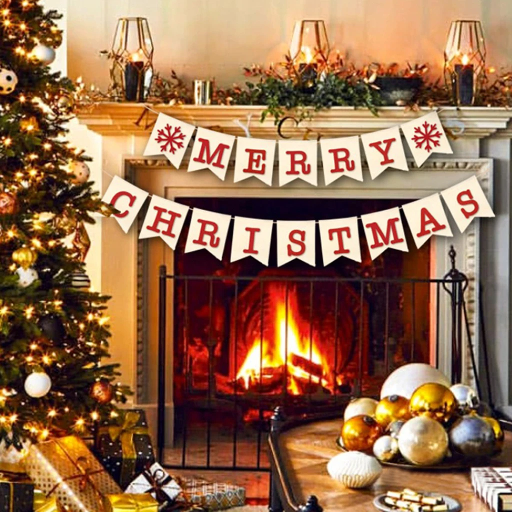 Кантри деревенский Мешковина Merry Christmas Снежинка баннер джутовая гирлянда из мешковины знак висячий декор Фотография реквизит
