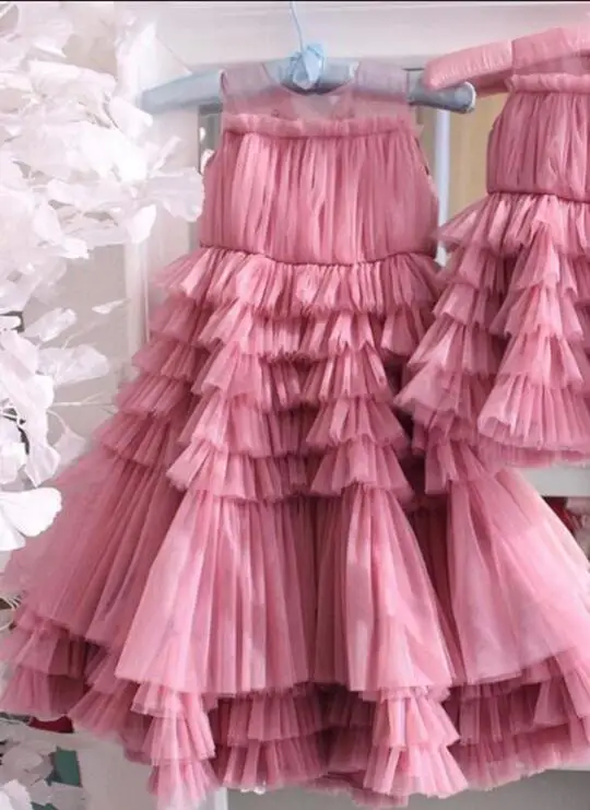 Модные многоуровневые тюлевые вечерние торжественные платья Robe De Soiree длиной до колена, платья для выпускного вечера, шикарные вечерние платья с рюшами на заказ - Цвет: Розовый