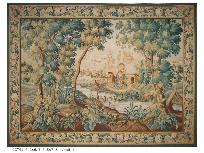 Гобелены лес средневековый прямые продажи PureHandmade французские гобелены Ткань Гобелен в винтажном стиле - Цвет: 2274 5.2x6.65