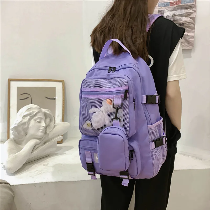 

Schoolbag Female Korean Harajuku Style College Students Wild Large Capacity Tooling Male Backpack Travel Couple Bags Sac A Dos