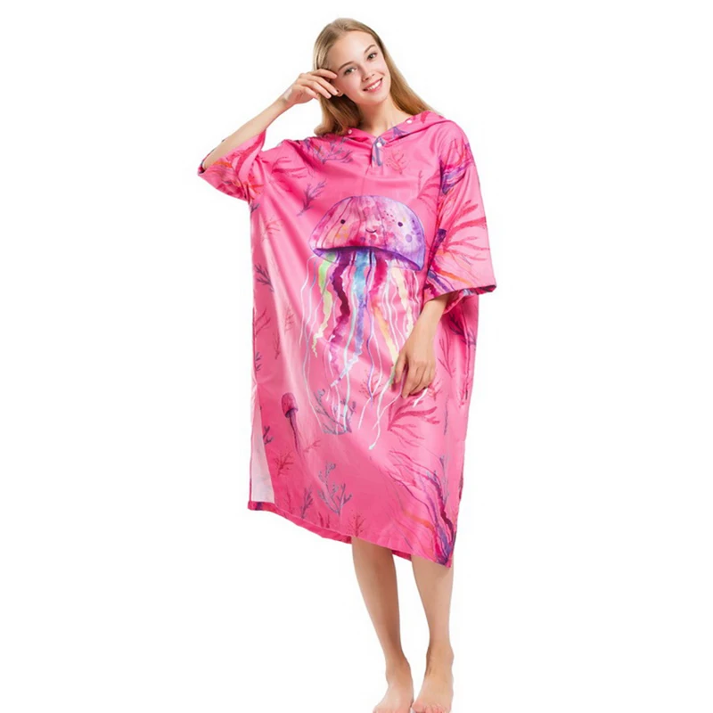 Красивый женский пляжный халат/розовый халат с Медузой банное полотенце для