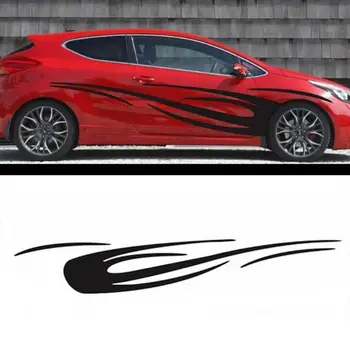 

1pcs Dynamic Flame Car body Side Sticker Glossy Black Car-styling Vinyl Ship Car Decor Drop Decoration Decal F7P7