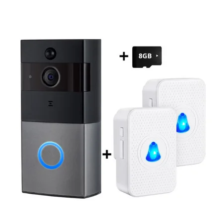 Черный Беспроводной Wi-Fi HD 1080P видео дверной звонок Домашняя безопасность PIR Обнаружение движения дистанционный домофон 6 светодиодный приложение сообщение дверной Звонок - Цвет: Черный