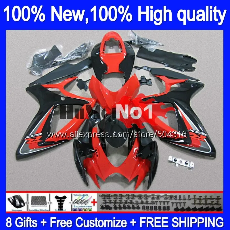 Корпус для SUZUKI GSX R600 GSX-R750 GSXR 600 750 CC 06 07 2006 2007 красные, черные 16MC. 104 GSXR-600 K6 GSXR600 GSXR750 06 07 обтекатель