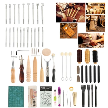 

25/52/59/69Pcs Set Professional Leather Craft Tools Kit Hand Sewing Stitching Punch Set Saddle Accessories DIY Leathercraft Tool