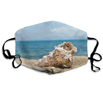 

Mouth Mask For Daily Dress Up, Shell On Beach Anti-dust Mouth-Muffle, Washable Reusable Holiday Half Face Masks For Mens And