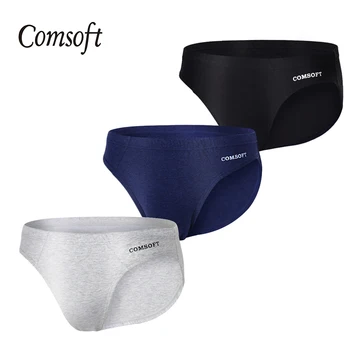 

Comsoft 3PACK solid men underwear 100% cotton Breathable men's Briefs Comfortable Middle-aged Pants Men Lingerie plus size