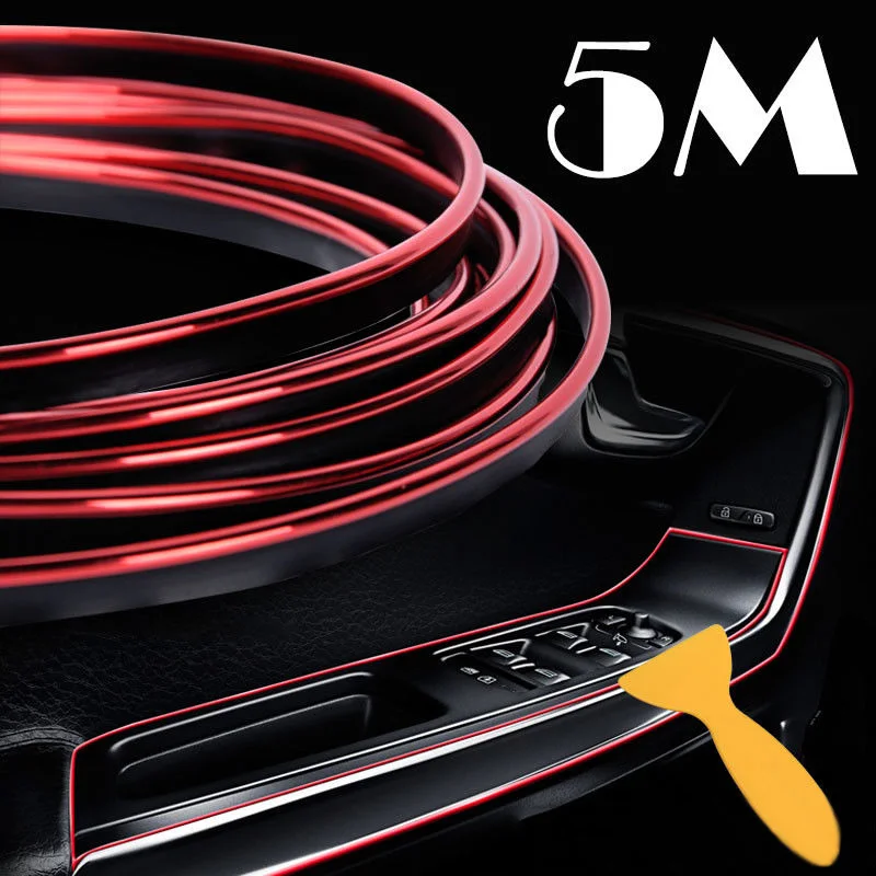 

Red Car Styling Strip Trim Decals Interiors Doors Stickers Moulding Line