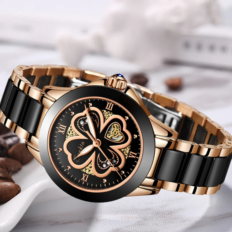 SUNKTA, модные женские часы, розовое золото, женские часы-браслет, Reloj Mujer, новинка, креативные водонепроницаемые кварцевые часы для женщин+ коробка
