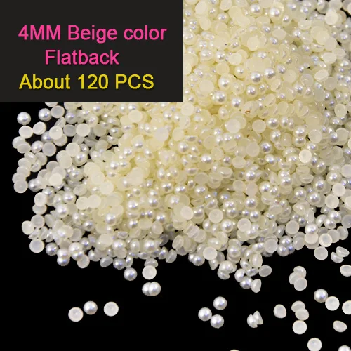 White/Beige AB Half Pearls beads imitation ABS plastic Flatback Pearls  Stick On Clothing/Hair Clip DIY Art Jewelry Accessory - AliExpress