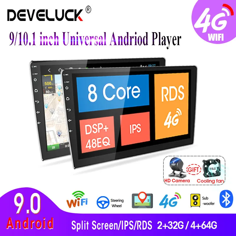 

2din Android 9.0 4G+64G 9/10 inch Car Radio Multimedia Video Player 4G NET RDS GPS Navigation For Toyota Kia Honda VW Rav4 civic