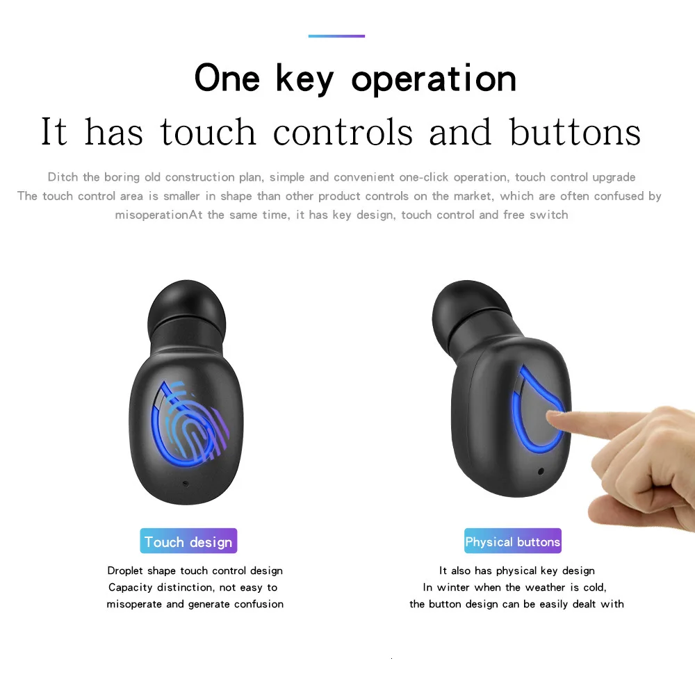 Ubeamer I9MINI Беспроводная bluetooth-гарнитура с сенсорной клавишей шумоподавление Водонепроницаемая пота