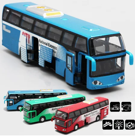 Высокая имитация 1:32 Сплав городской автобус модель автомобиля Металл diecasts игрушечные транспортные средства оттягивающийся мигающий музыкальный для детей игрушка
