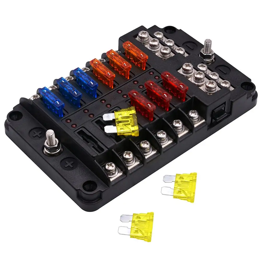 12V 32V 12 Way Blade Fuse Box держатель блока светодиодный индикатор автомобильный морской