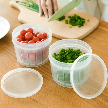 

Kitchen Freshness Box Domestic Refrigerator Onion Ginger and Garlic Sealing Plastic Water Draining Storage Box Circle Storage Fr