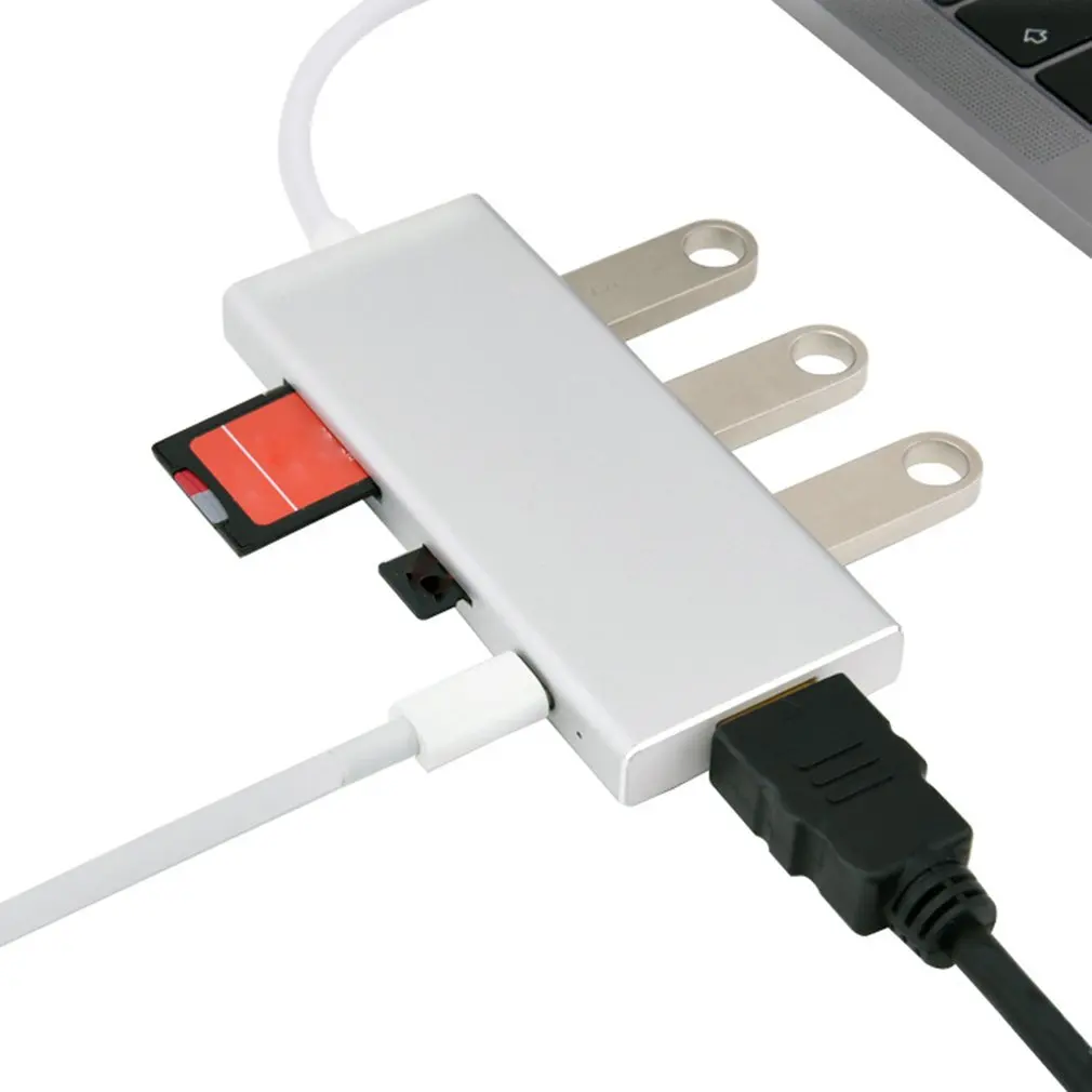 Док-станция type-C к HDMI type-C HDMI/Usb3.0 концентратор Tf карта конвертер компьютерные внешние аксессуары