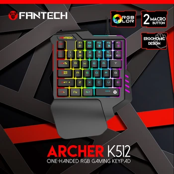 

FANTECH K512 One Hand The Keyboard 3 Button Macro English E-sports Gaming Keyboard English LED Backlit Keyboard For Game Player