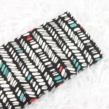 

half meter plain cotton fabric black bottom with geometric print handmade DIY bag garment dress material T1228