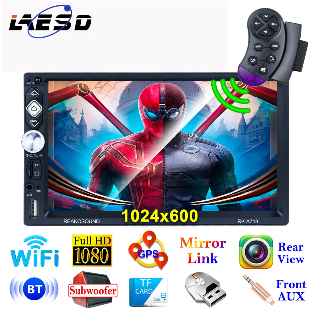 Автомагнитола 2 Din на Android 1 + 16 ГБ 7 дюймов Full HD сенсорный экран зеркальная связь TF AUX