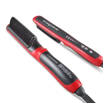 

Durable Electric Straight Hair Comb Brush LCD Heated Ceramic Hair Beard Straightening Brush EU Plug Hair Straightener