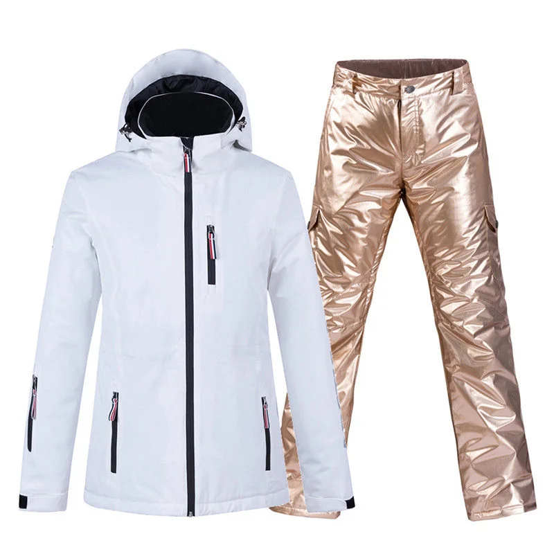Quente para Mulheres Terno de Esqui Conjuntos de Roupas Impermeável à Prova de Vento Jaqueta + Calça de Neve Vestir Snowboard 10k Inverno-30 °c