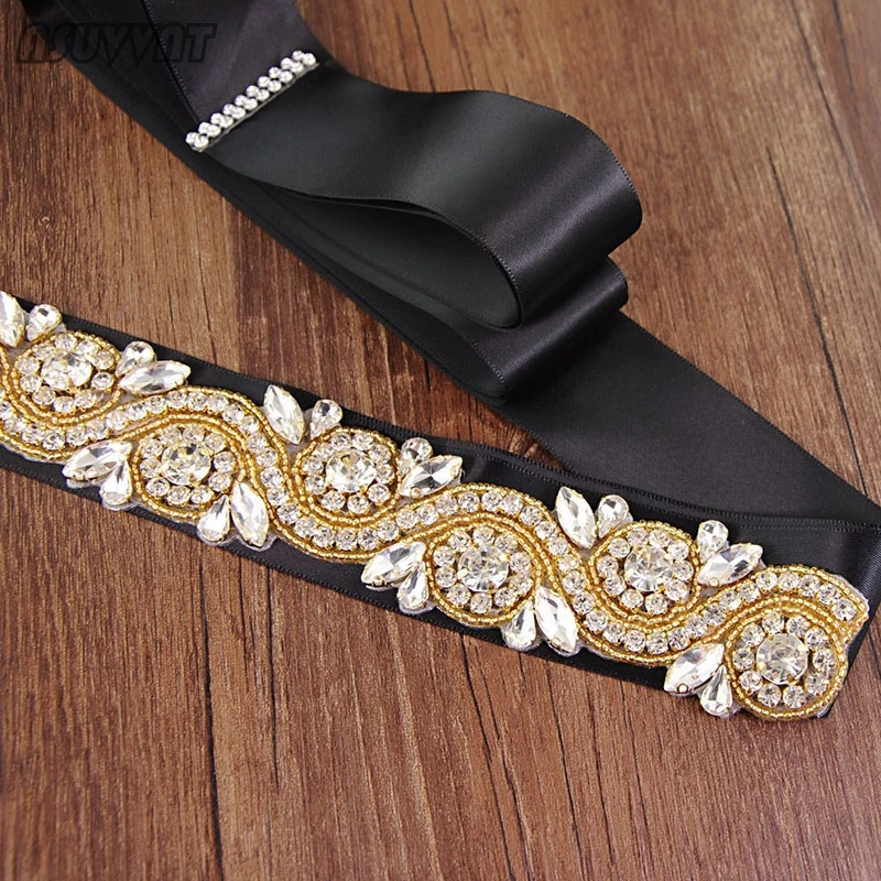 Fashion Women Crystal Belt Gold Sash For Dress Rhinestone Bridal Belt Sashes For Bridesmaid Cocktail Dresses Belt For Dress Up