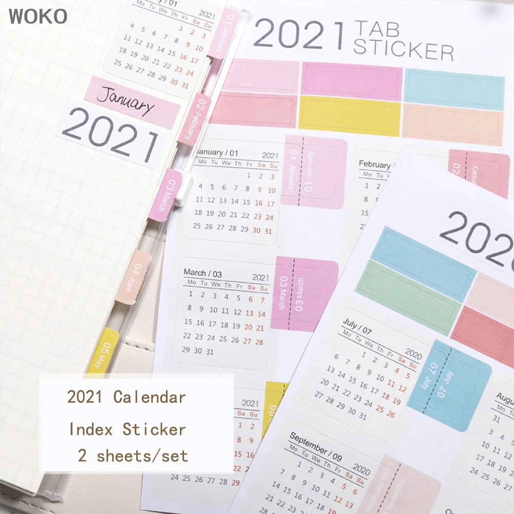 WOKO простой 2021 год мультфильм можно написать календарь индекс этикетка наклейка