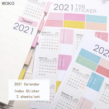 

WOKO Simple 2021 Year Cartoon Can Write Calendar Index label Sticker Notebook Index Monthly Label Sticker DIY Planner Notebooks