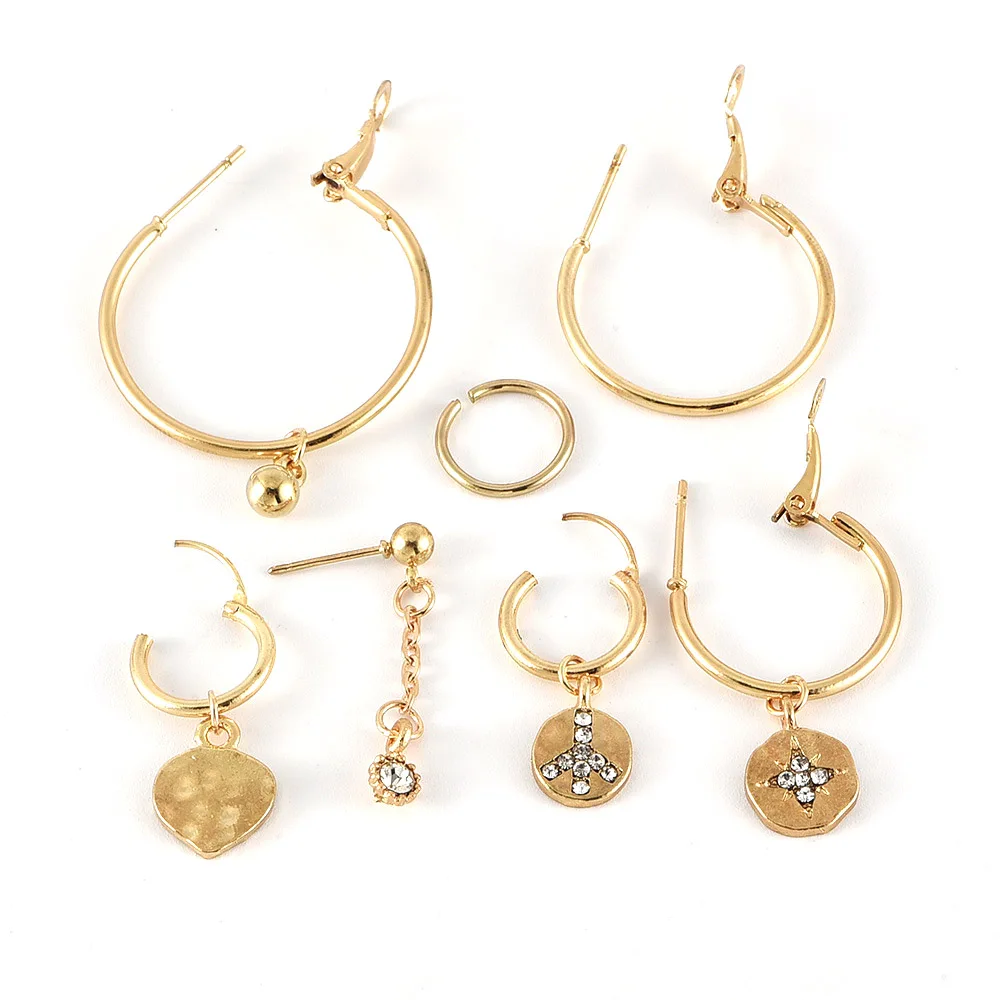 Artilady Endless Hoop Earrings for Women Gold Color Moon Star Charm Hoop Earrings Set Jewelry Gift Drop shipping